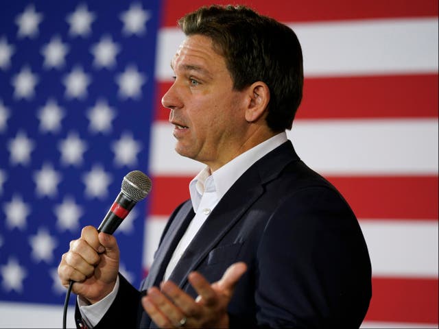 <p>Ron DeSantis during a meet and greet event in Iowa on 7 Dec 2023</p>