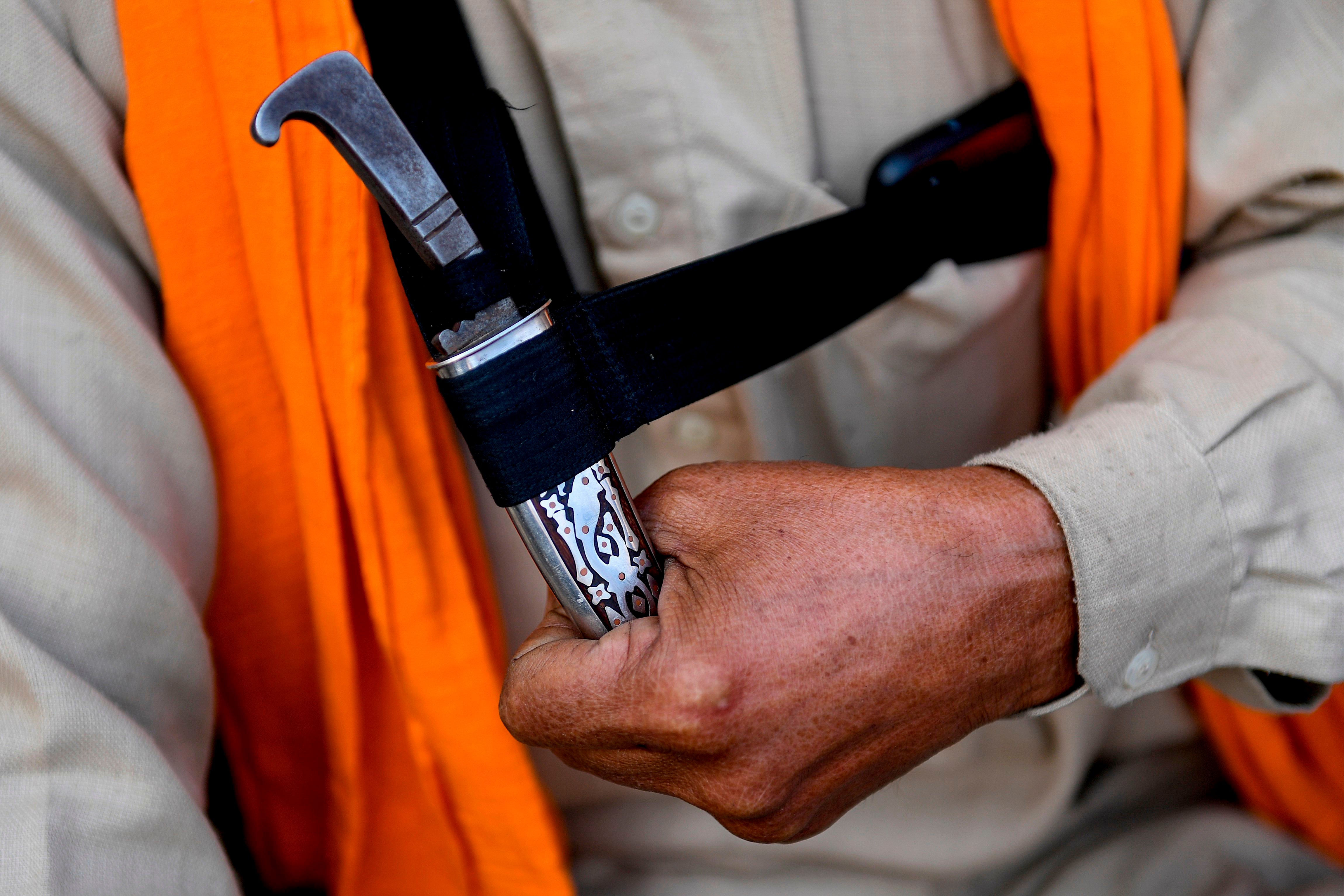 <p>Kirpan is a sword or a dagger carried by Sikhs as a part of religious  commandment</p>