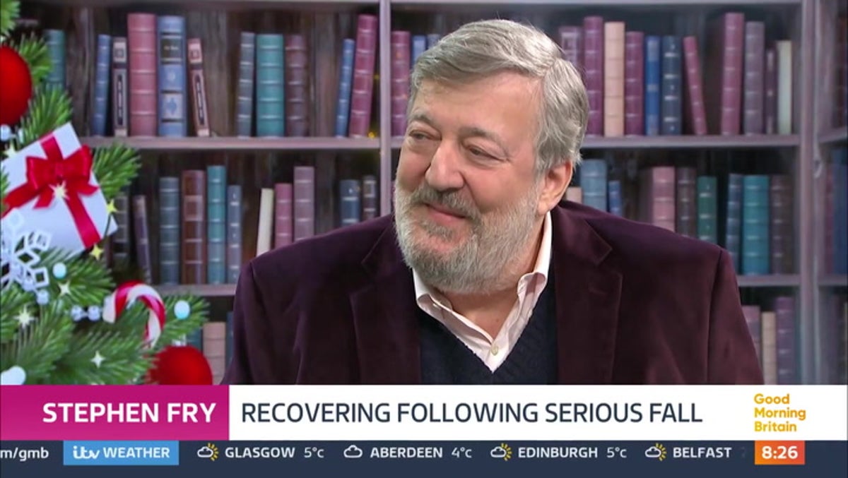 Stephen Fry recalls 6ft fall from O2 stage in first live interview since ‘nasty’ accident