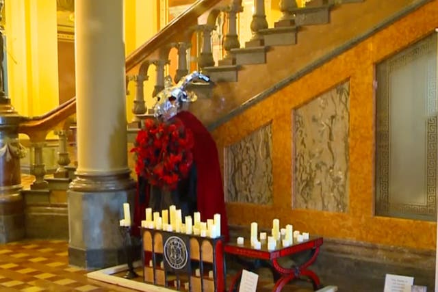 <p>Satanic display in the Iowa capitol </p>
