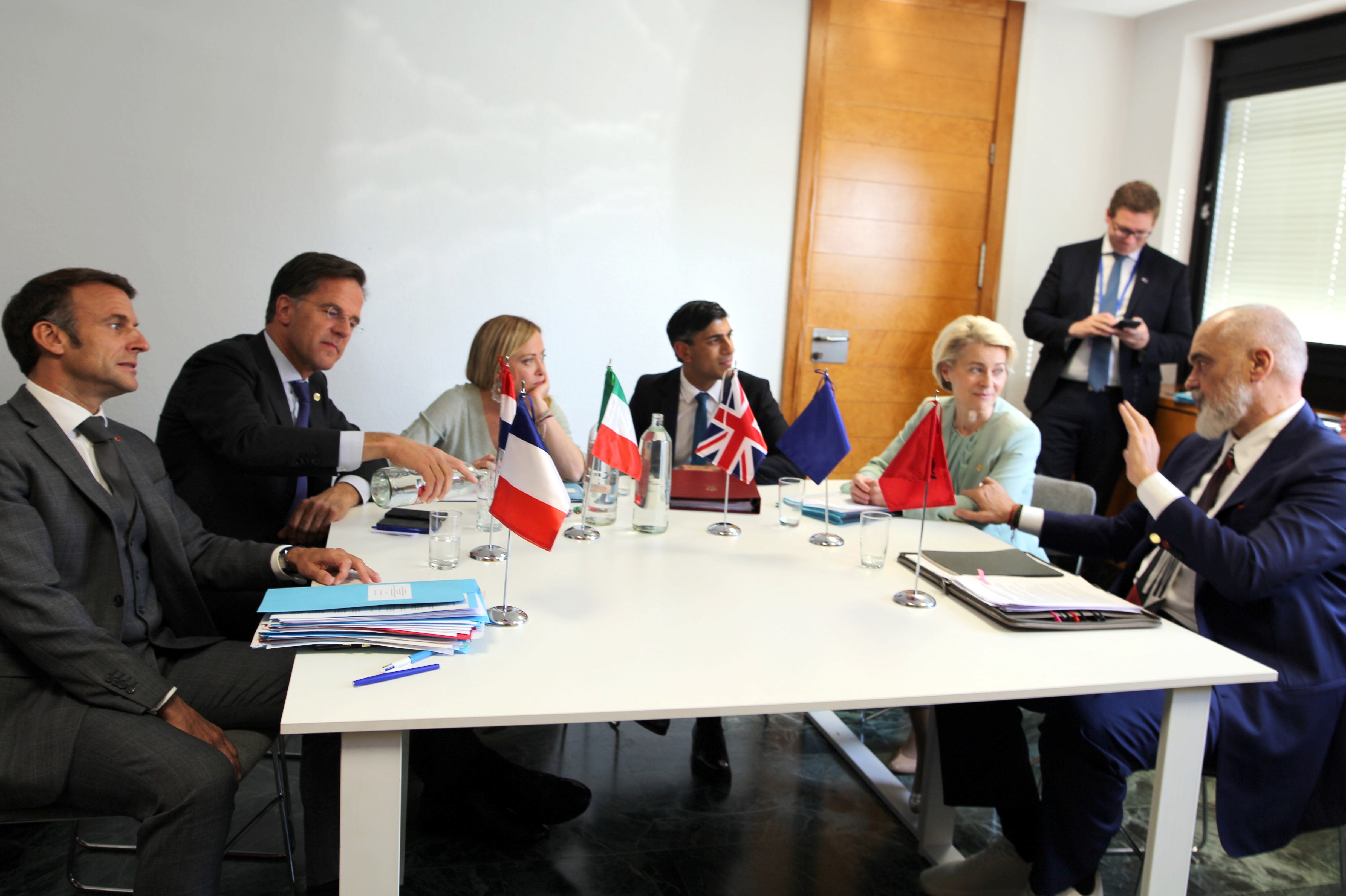 Meloni and Sunak, centre, host a meeting on migration at the European Political Community summit in October