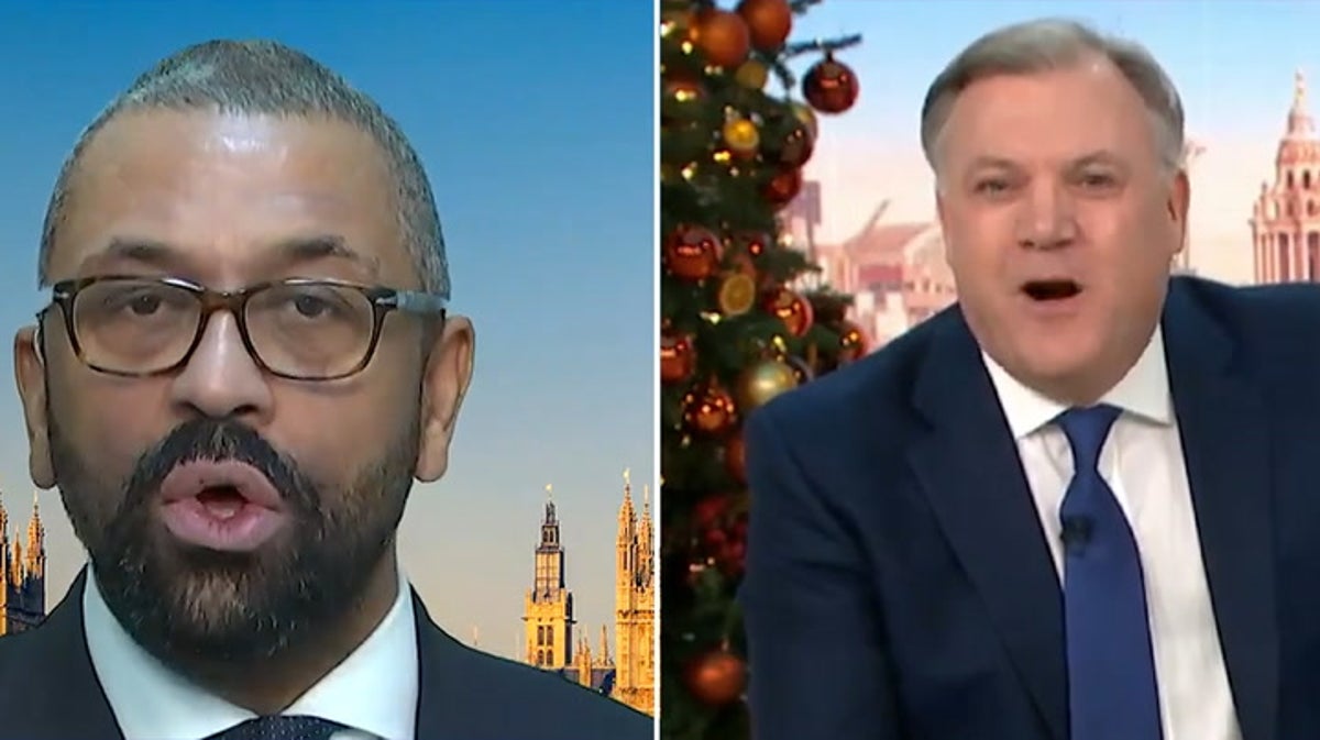 ‘No one knows what you just said’: James Cleverly clashes with Ed Balls in Rwanda debate
