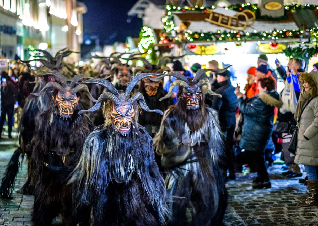Krampusnacht revellers in the town of Bad Tolz in Germany