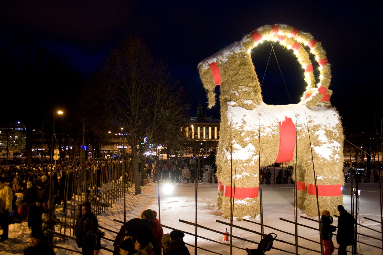 The town of Gavle is the site of a giant Yule goat, the largest in Scandinavia