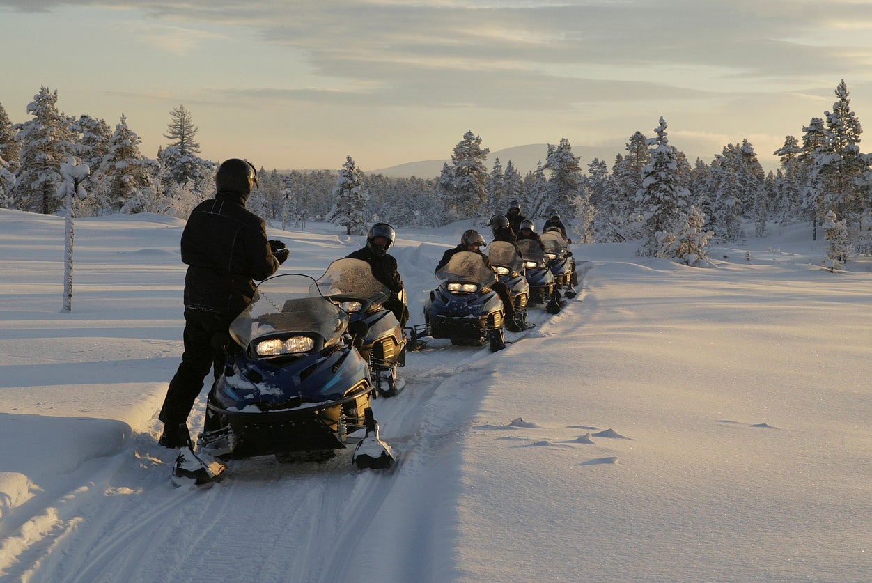 Snowshoeing and snowmobiling are often part of package holidays and guided tours to Lapland