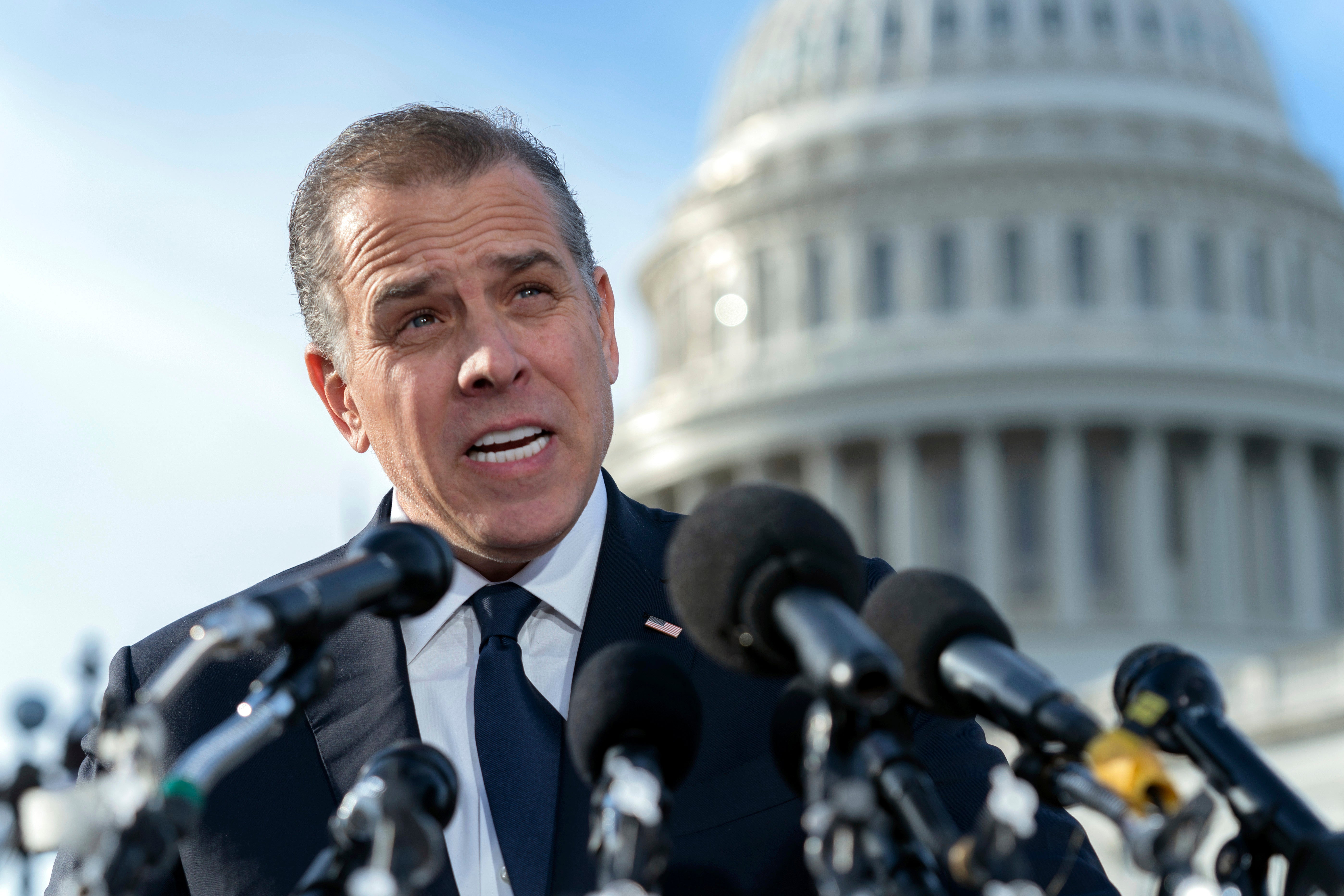 Hunter Biden speaks to reporters outside the Capitol