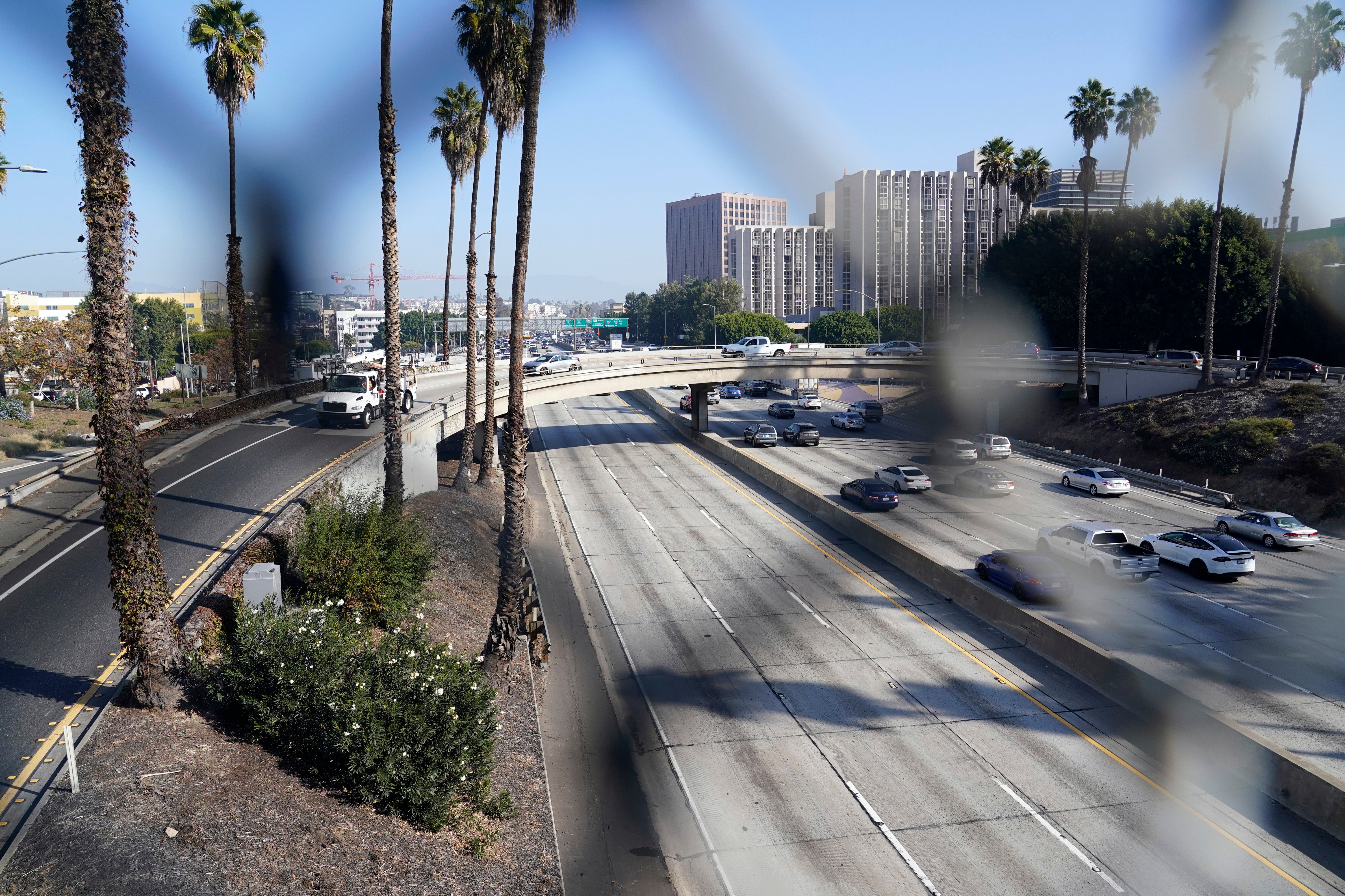 The deserted 110 Freeway in Los Angeles after Jewish protesters brought traffic to standstill