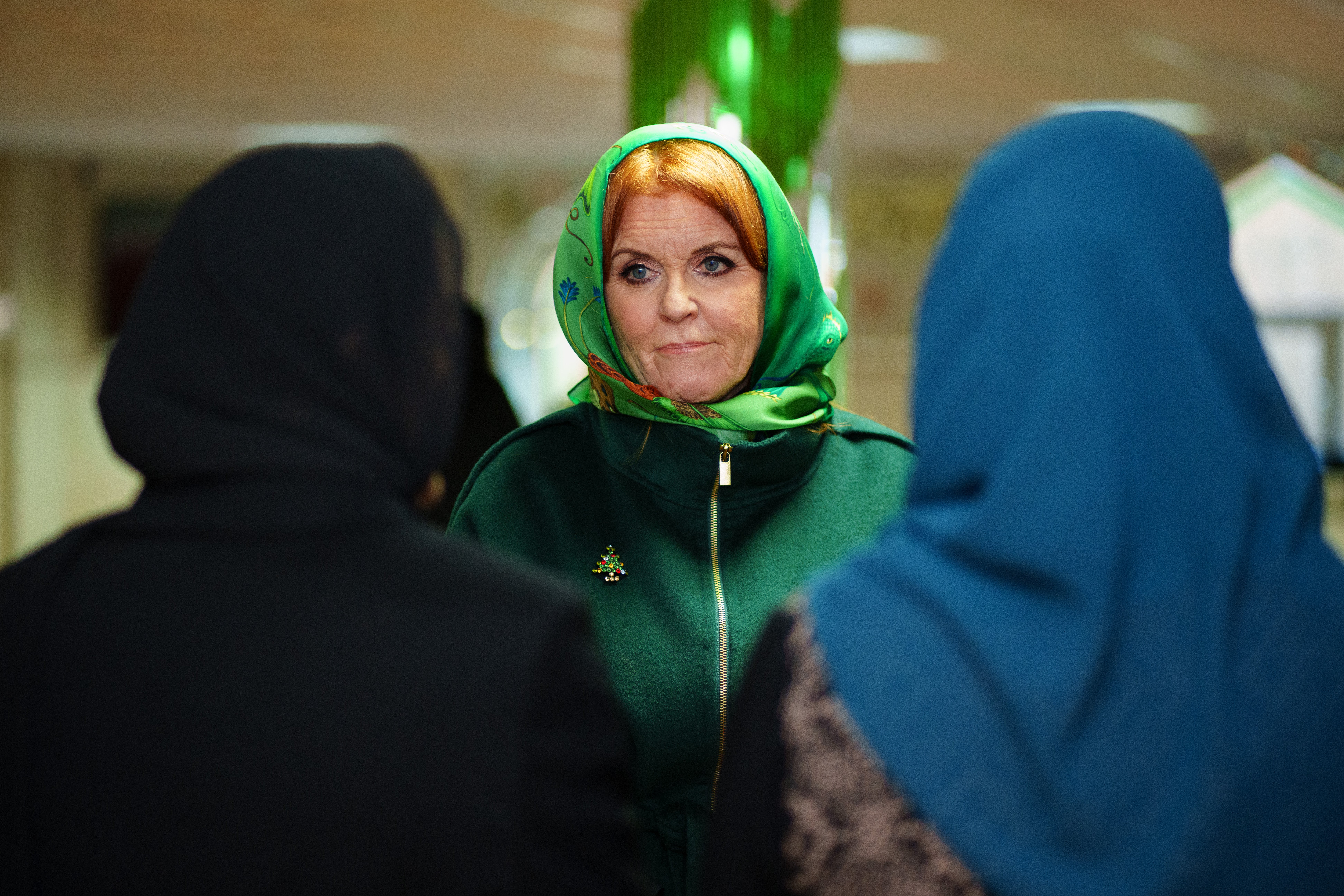 The duchess talks with community members at Ghausia Masjid mosque in Burnley