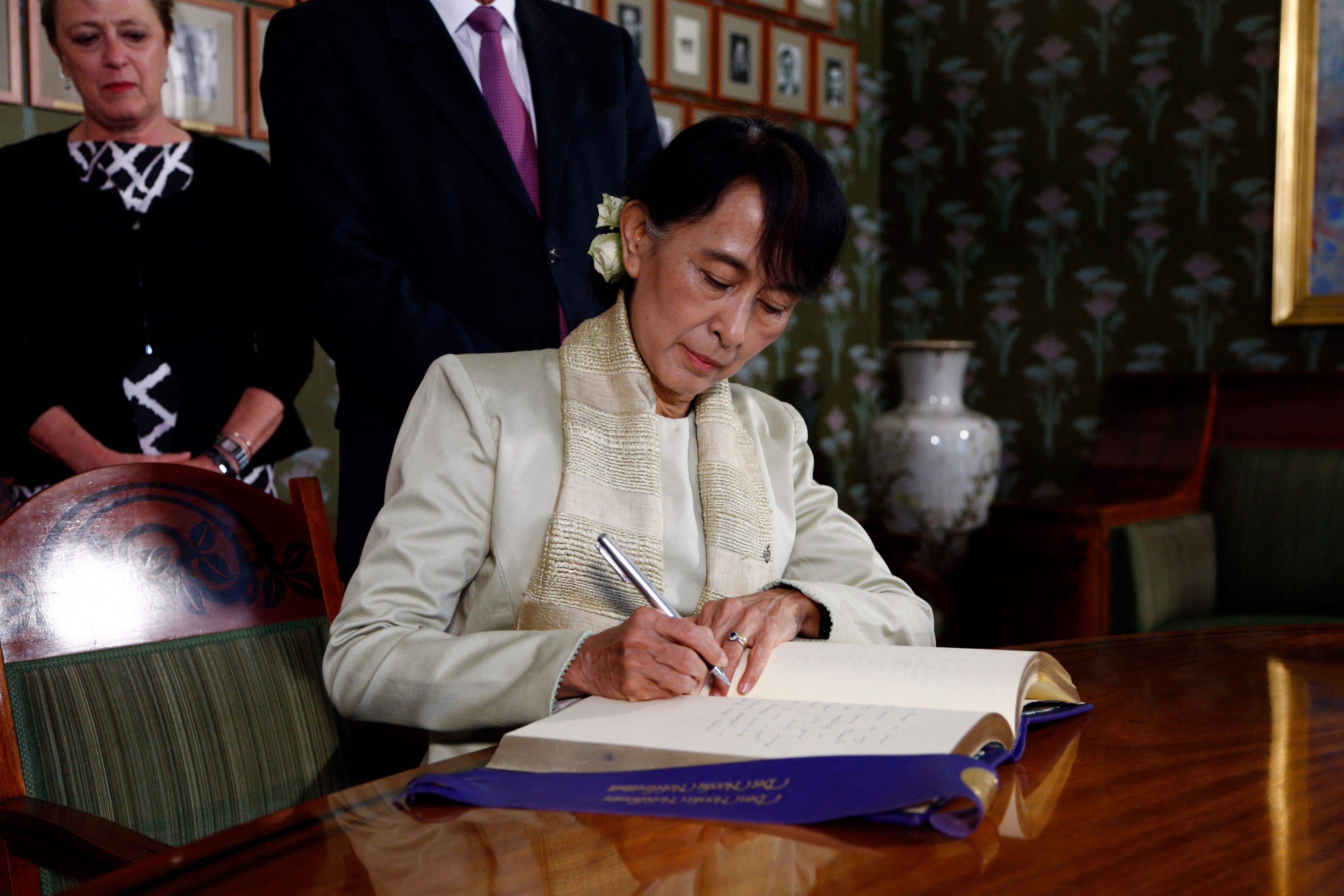 Aung San Suu Kyi was first arrested after spearheading a non-violent movement of opposition to the Burmese military junta