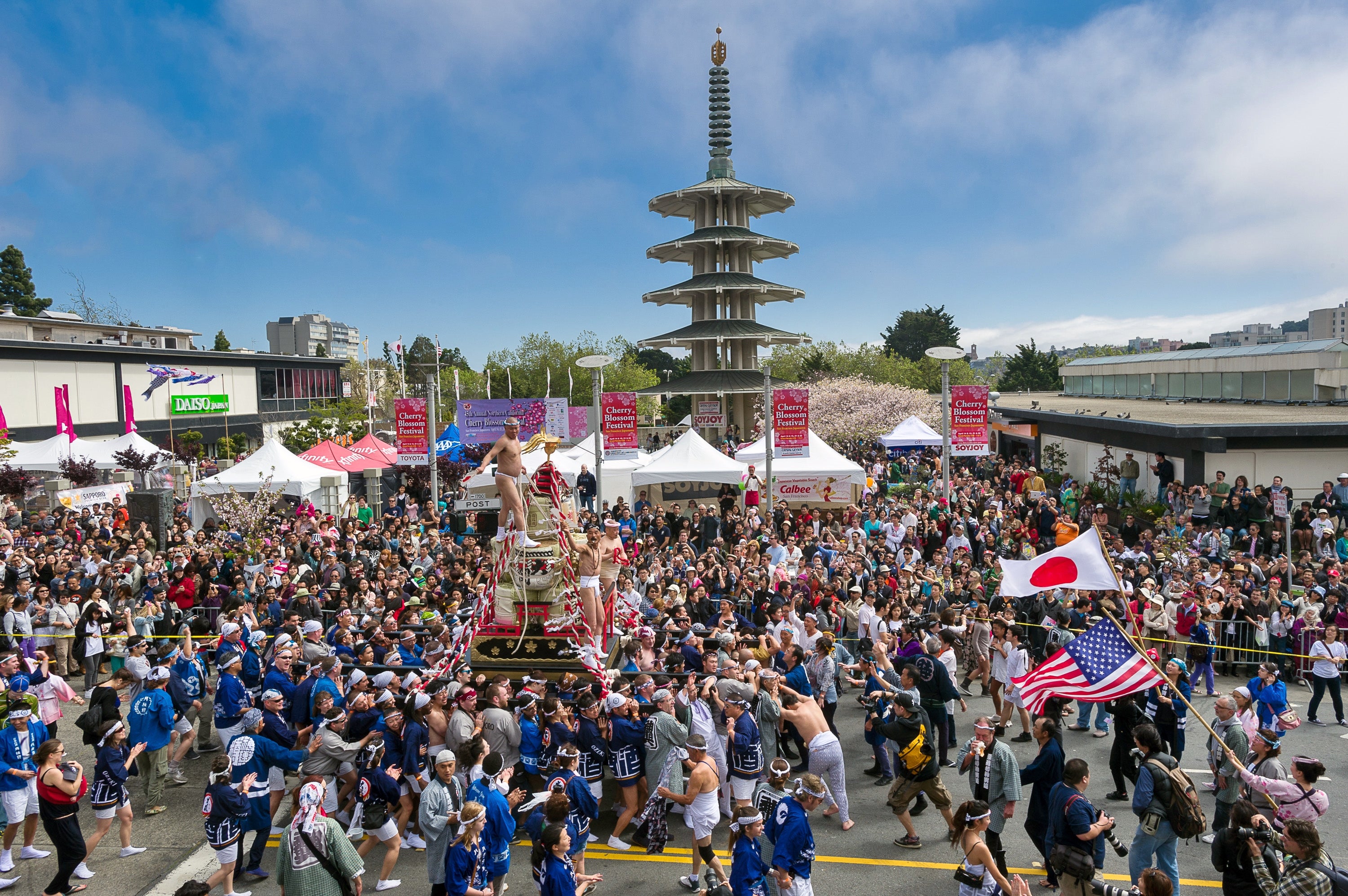 Crowds gather for the Cherry Blossom Festival