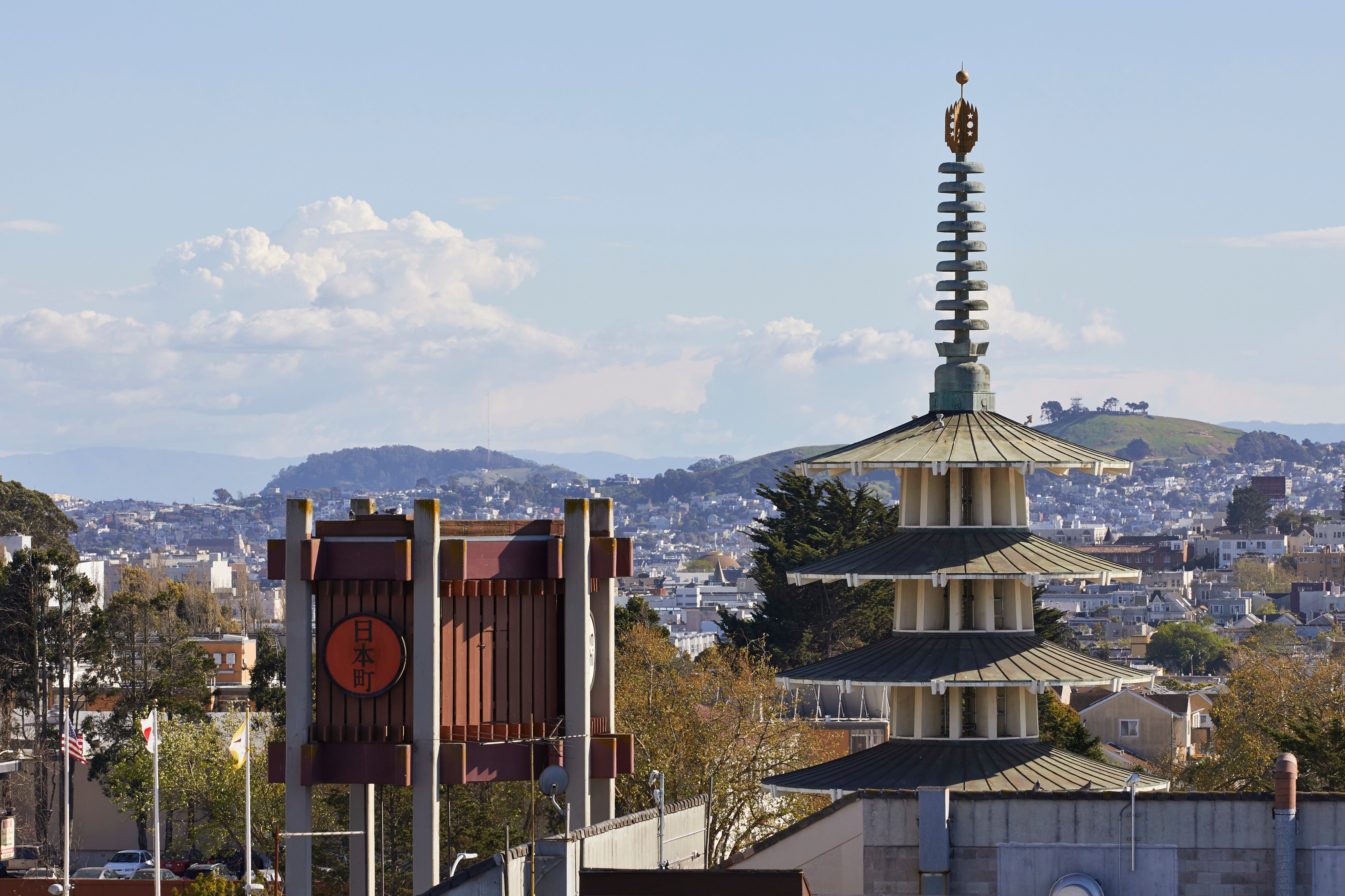 At the centre of Japantown is the Peace Pagoda, reaching 100 feet into the air