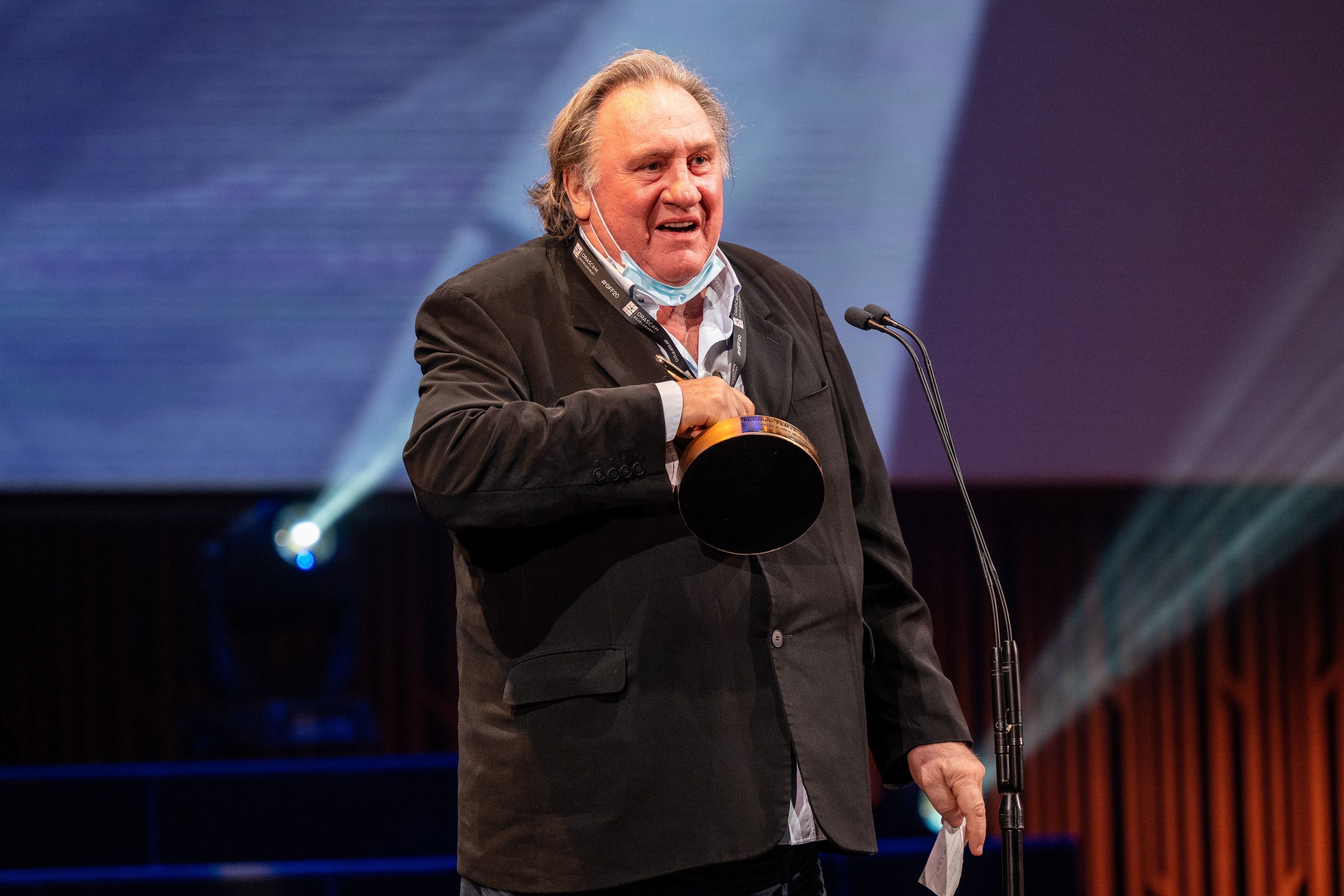 Depardieu picking up a career achievement award at the El Gouna Film Festival in the Egyptian Red Sea resort of el Gouna on 23 October, 2020