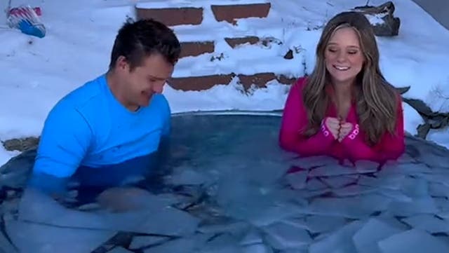 <p>Watch: Couple dive into ice bath for baby’s gender reveal.</p>