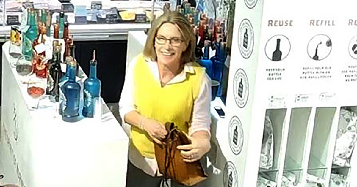 Screen grab from CCTV issued by Norfolk Police of missing mother-of-three Gaynor Lord leaving work at the Bullards Gin counter in the basement at Jarrold department store in Norwich, Norfolk