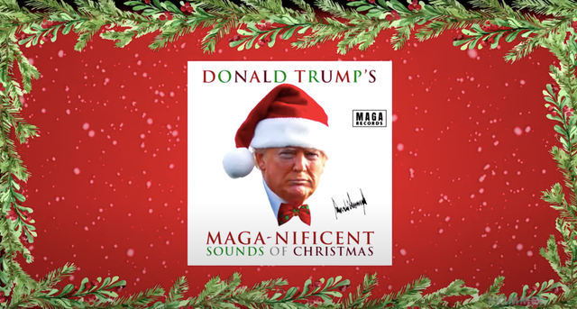 <p>The fake record titled ‘MAGA-nificent sounds of Christmas’ </p>