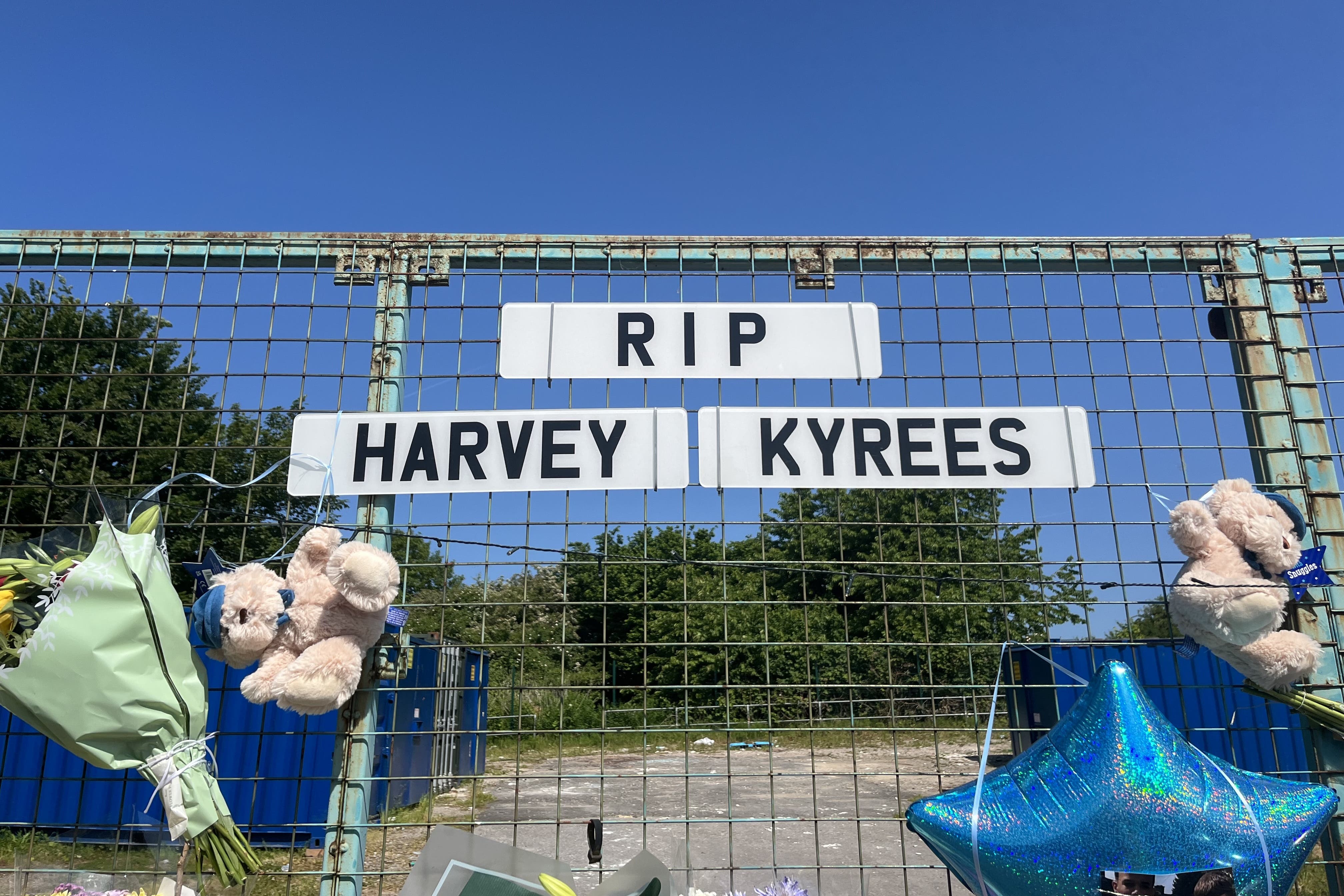 Floral tributes left to Kyrees Sullivan and Harvey Evans in Ely, Cardiff following their deaths (Rod Minchin/PA)