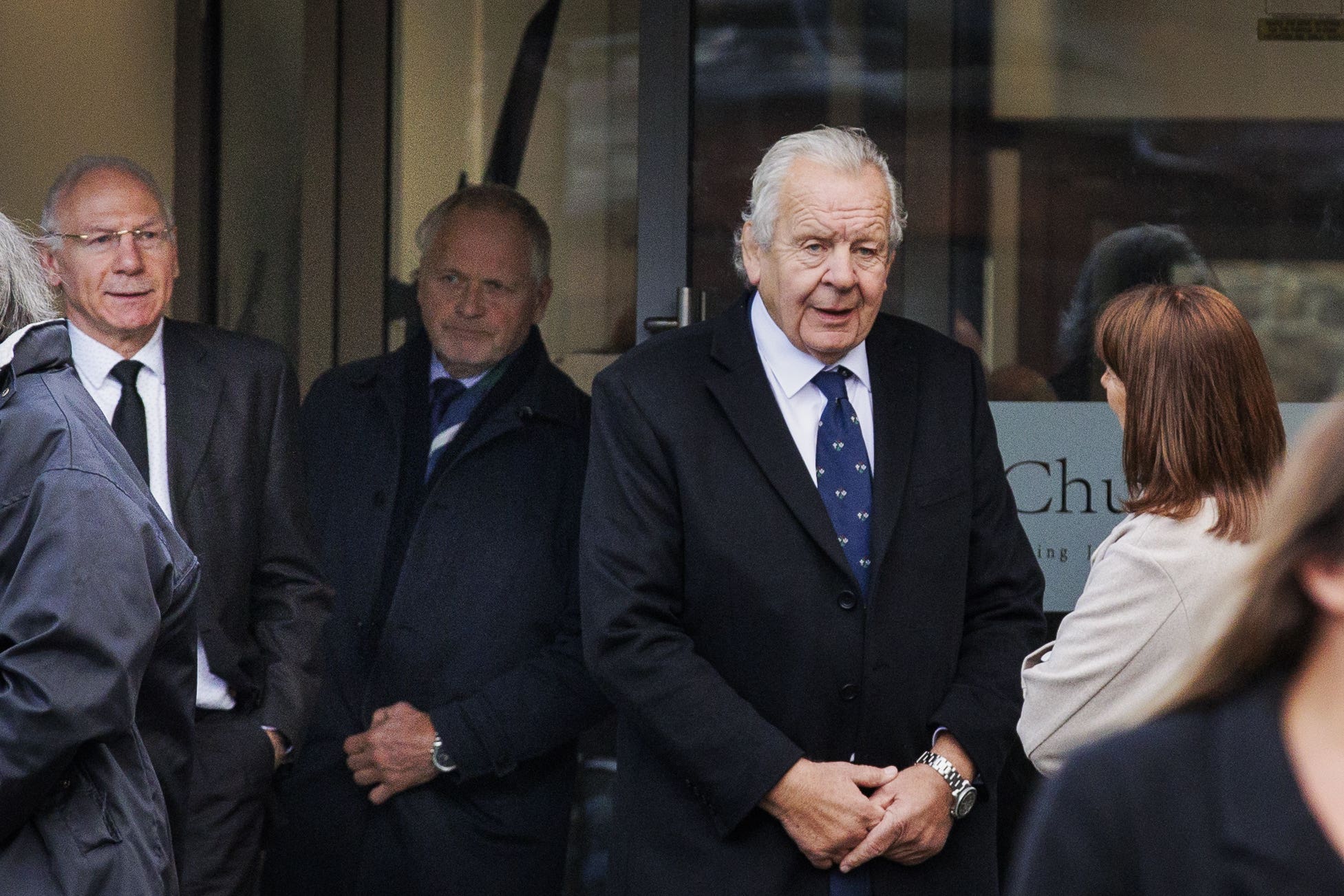 Nigel Carr, Trevor Ringland and Sir Bill Beaumont after the service of thanksgiving (Liam McBurney/PA)