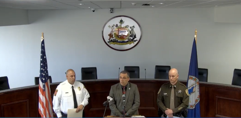 Bradley Beam, Amherst School Superintendent William Wells and Lieutenant Dallas Hill all spoke at a press conference on Wednesday