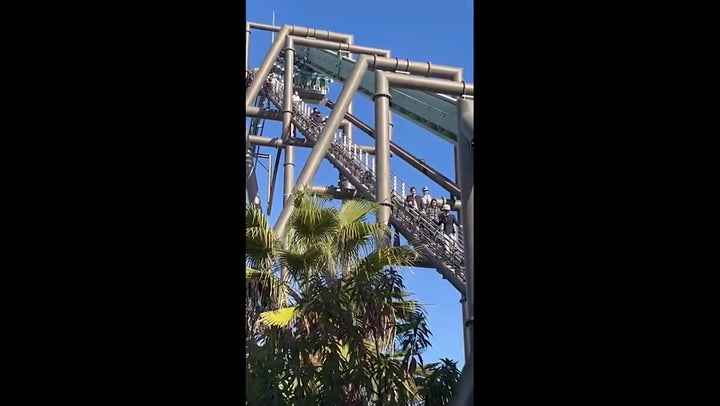 Rollercoaster riders trapped upside down at Universal Studios