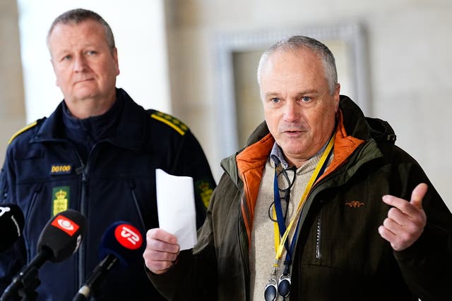 <p>Police chiefs Flemming Drejer and Peter Dahl in Copenhagen </p>