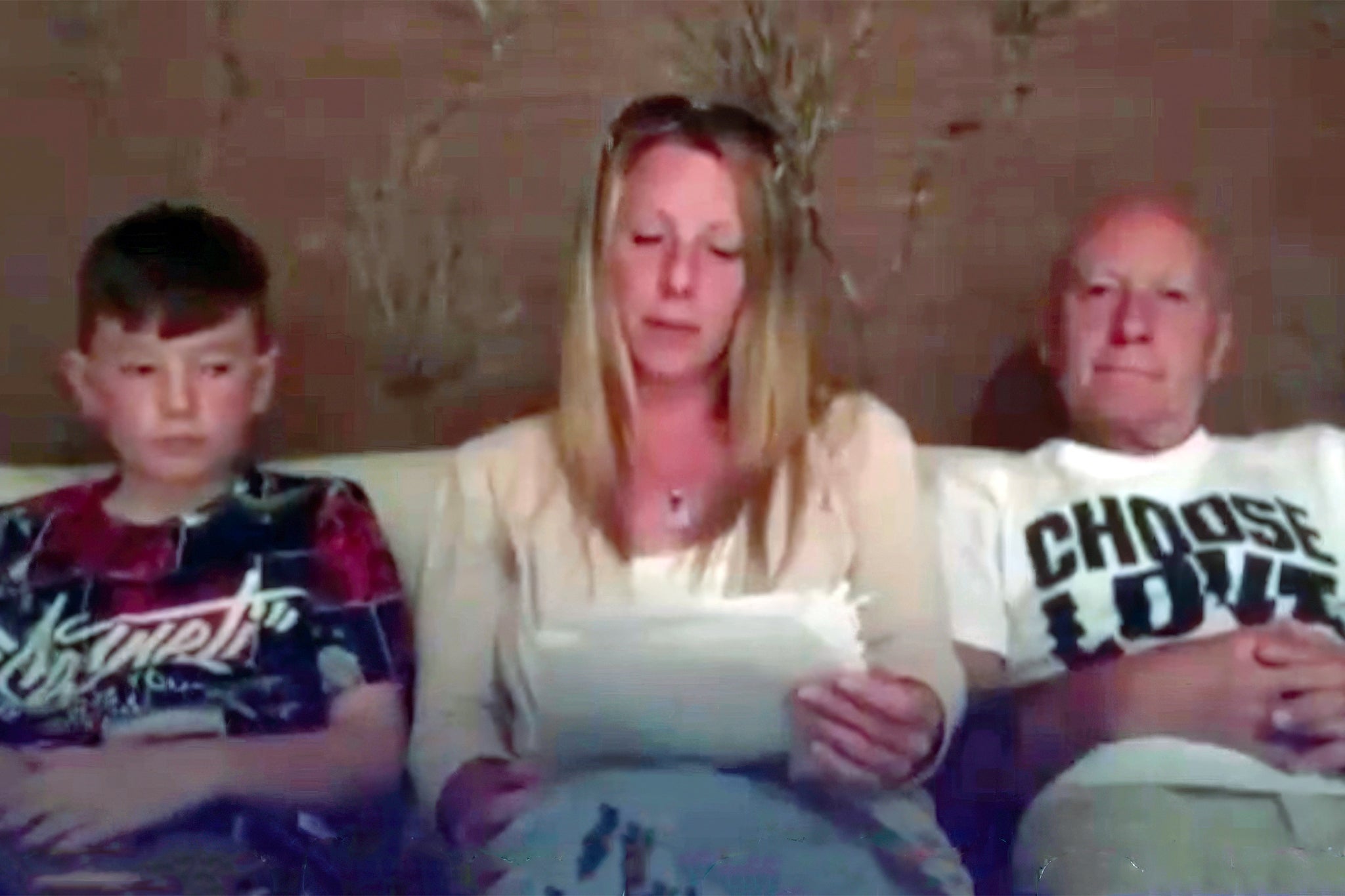 A video was released by Greater Manchester Police of Alex Batty (L) with his mother, Melanie, and grandfather, David, after he went missing