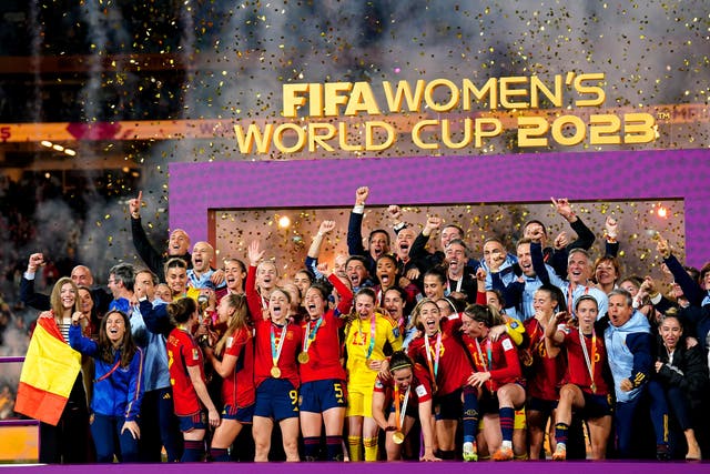 <p>Spain won the World Cup during a tournament held in New Zealand and Australia </p>