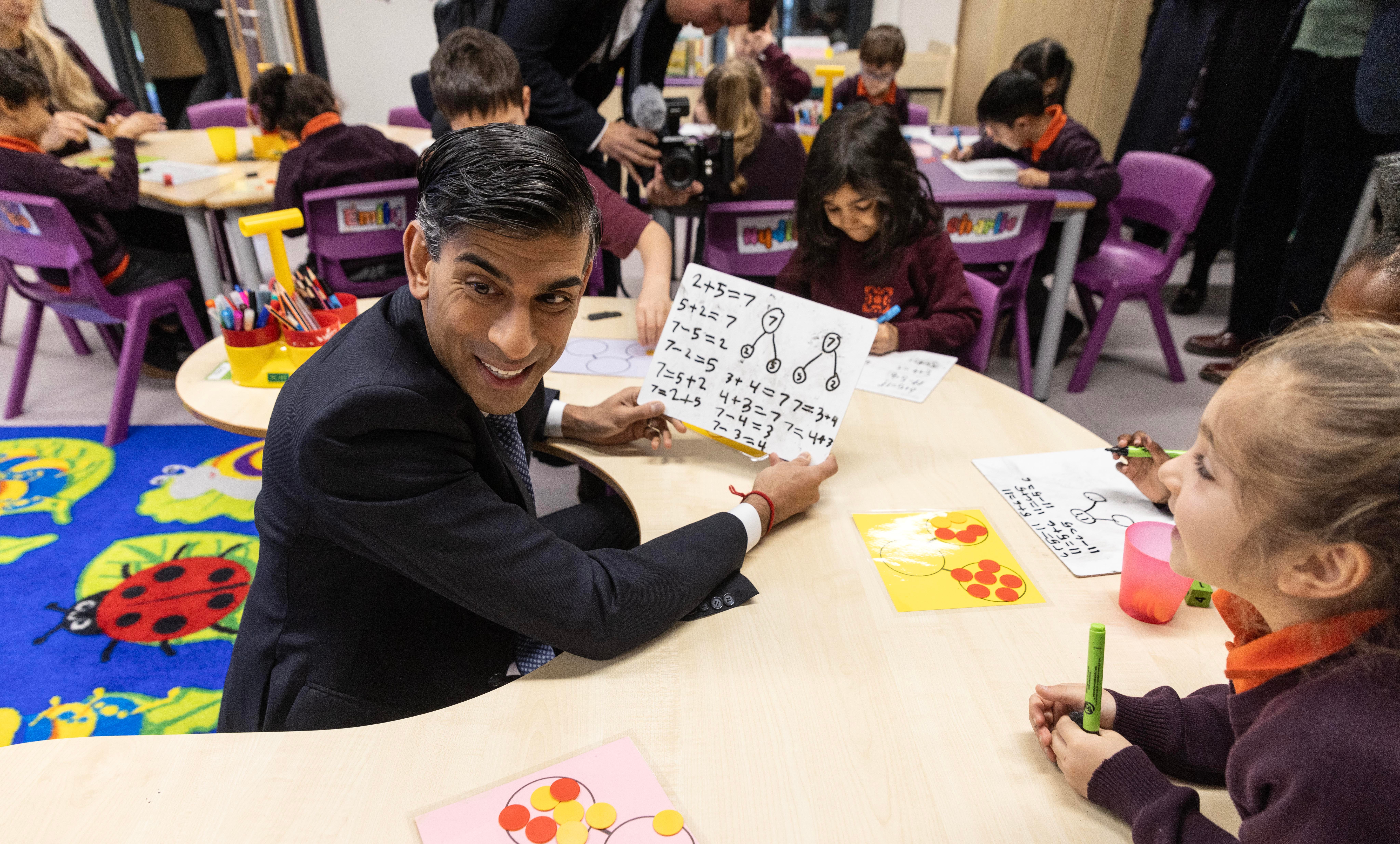There’s sum thing about Rishi: The prime minister visits the Wren Academy, in Finchley, London