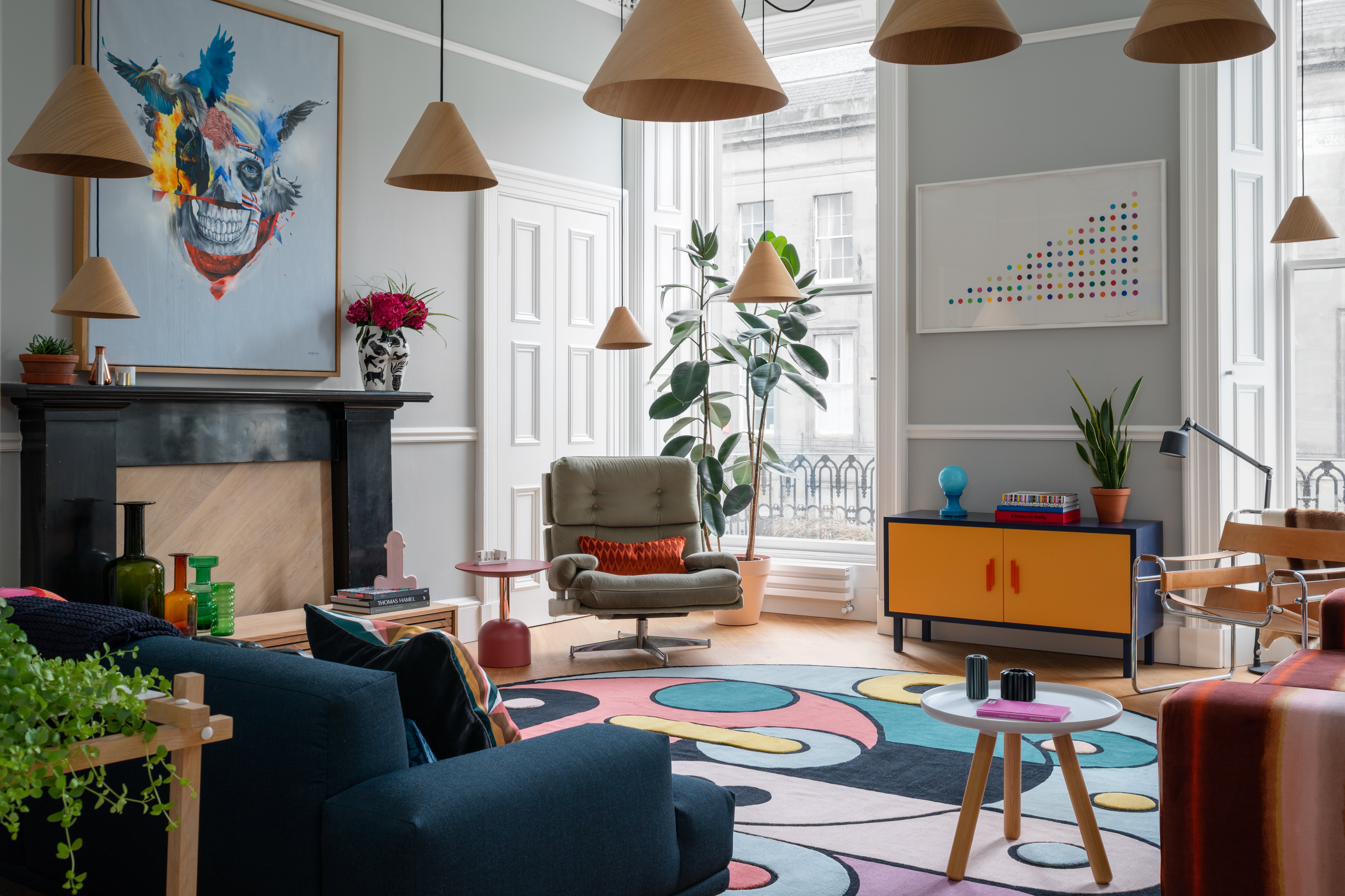 A stylish example of a solo living room replete with colour