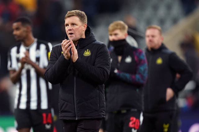 Head coach Eddie Howe took Newcastle to within touching distance of the Champions League’s last 16 (Mike Egerton/PA)