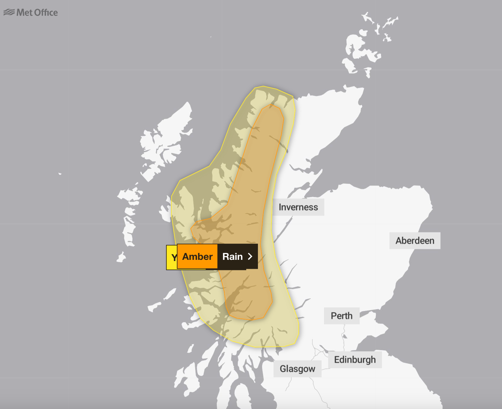 The Met Office has issued a rare “danger to life” amber warning in Scotland ahead of heavy rain forecasts