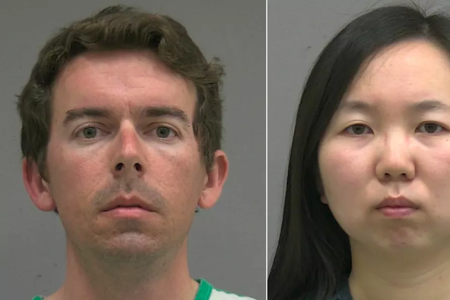 <p>Dustin Huff, 35, and Yurui Xie, 31, were charged with child abuse and child neglect</p>