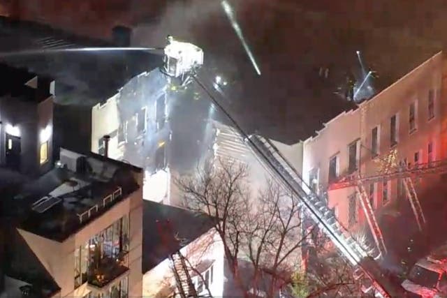 <p>Five people were injured after a massive fire broke out in a Brooklyn home on Friday morning</p>