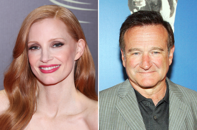 <p>Jessica Chastain and Robin Williams</p>