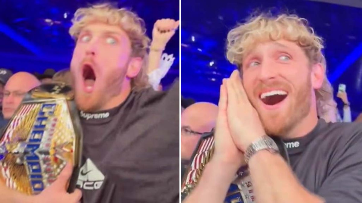 Logan Paul reacts to Jake Paul’s KO win over Andre August in ringside footage