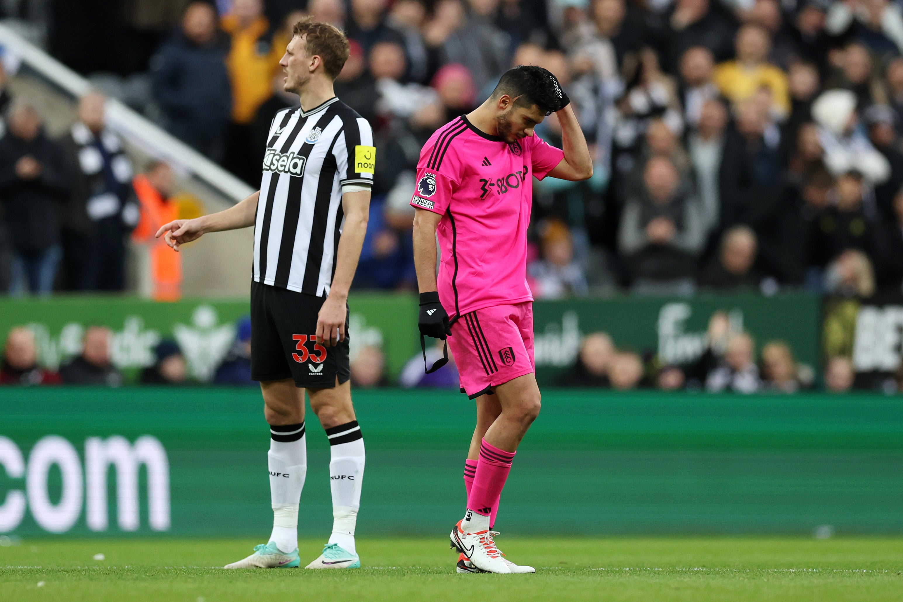 Raul Jimenez was dismissed after a high challenge