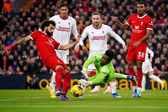 Liverpool were held to a goalless draw by Manchester United at Anfield (Peter Byrne/PA)