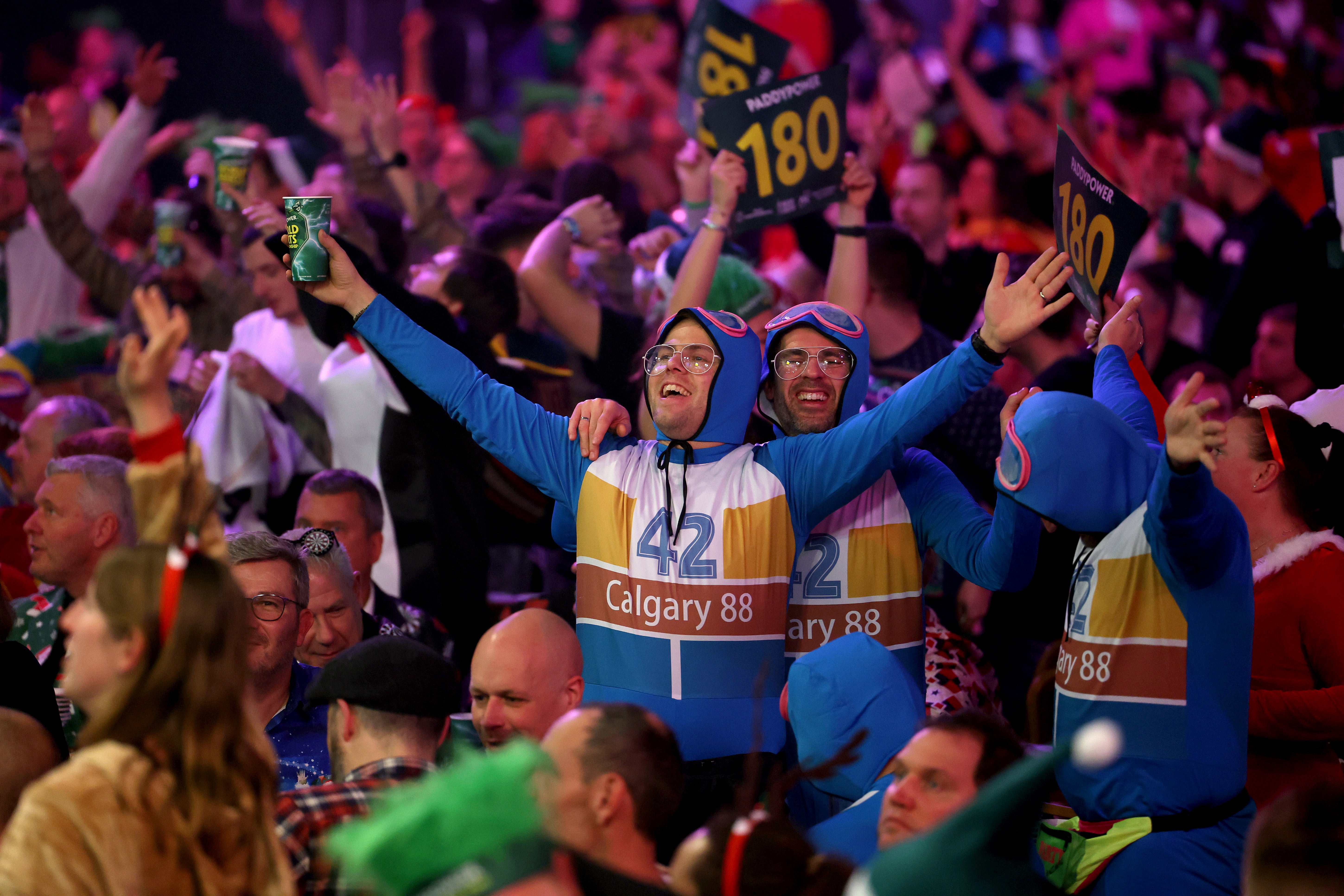 Having a brew-ski: fancy dress is encouraged and celebrated at the darts