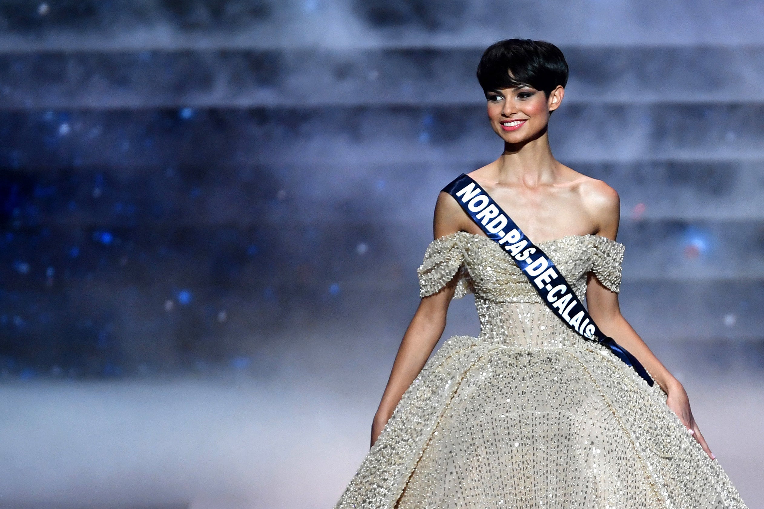 Miss France 2024, Eve Gilles performs during the Miss France 2024 beauty pageant in Dijon