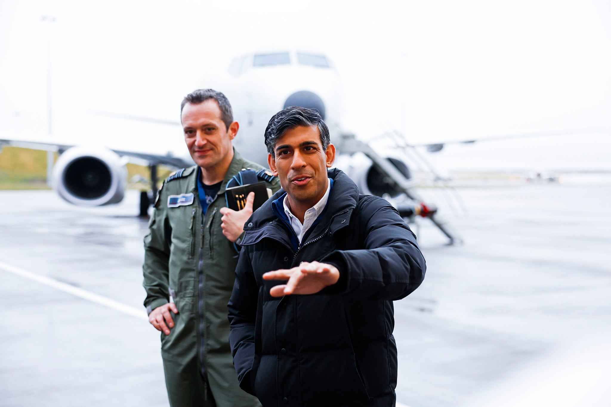 Rishi Sunak speaks to military personnel at RAF Lossiemouth