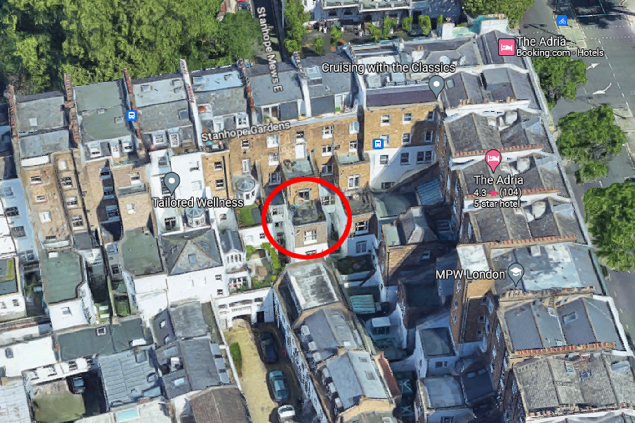 A motorist bought a Kensington terrace for £35,000 to use its parking space