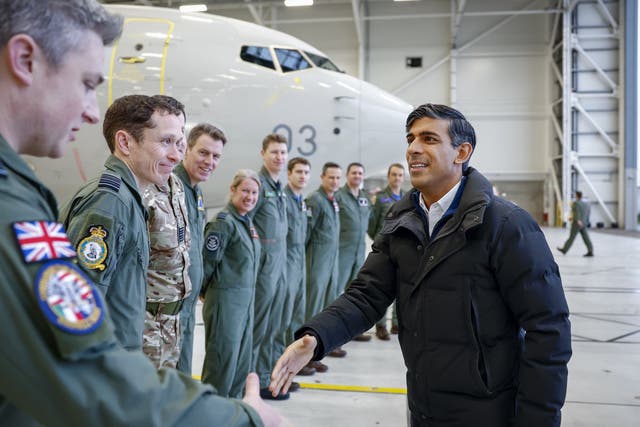 <p>Rishi Sunak on a visit to RAF Lossiemouth in Moray
</p>