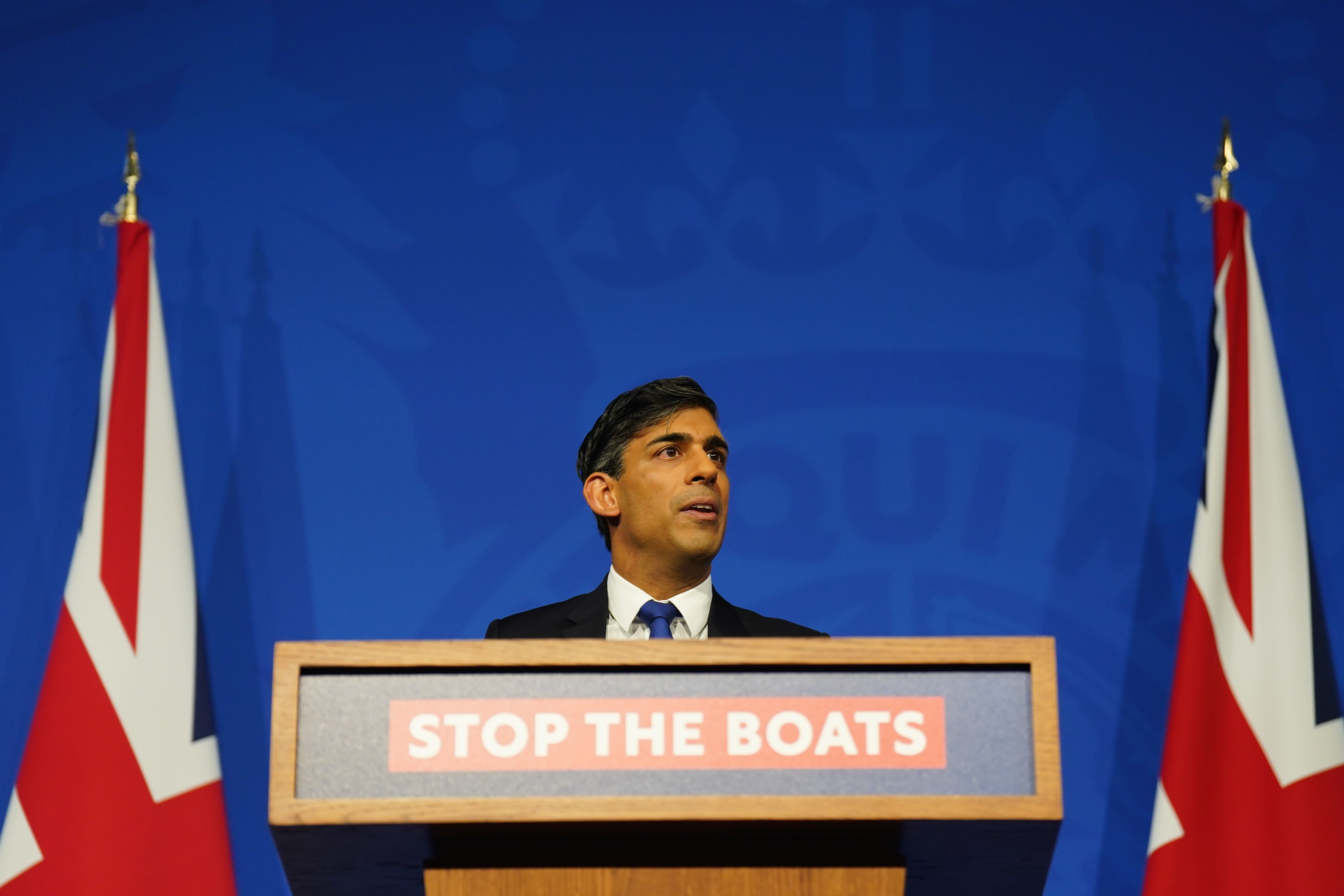 Rishi Sunak made his pledge to “stop the boats” one of his five priorities for 2023 (James Manning/PA)