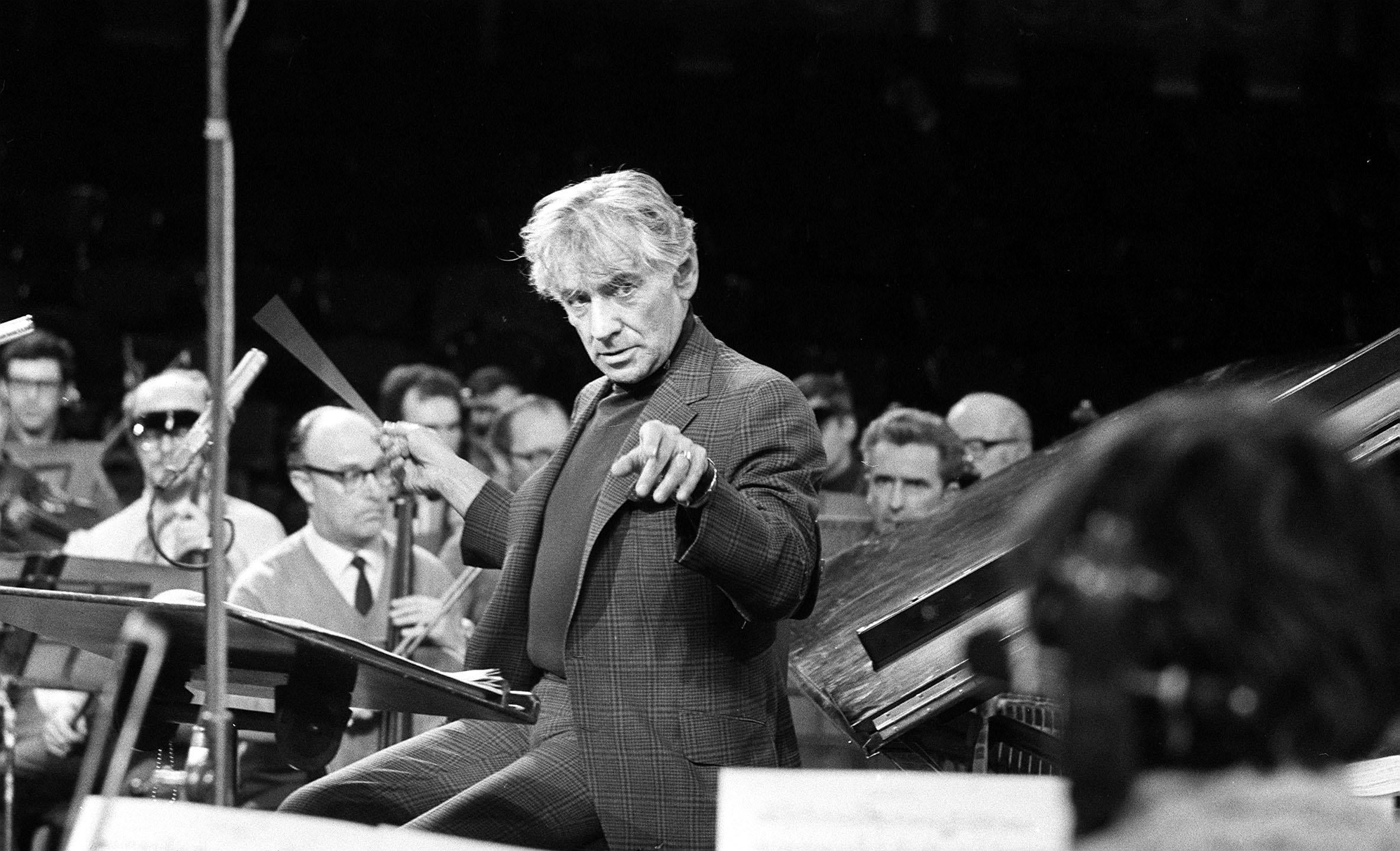 Bernstein in rehearsals for the Stravinsky memorial concert