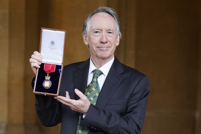 Author Ian McEwan after being made a Companion of Honour during an investiture ceremony at Windsor Castle (Andrew Matthews/PA)