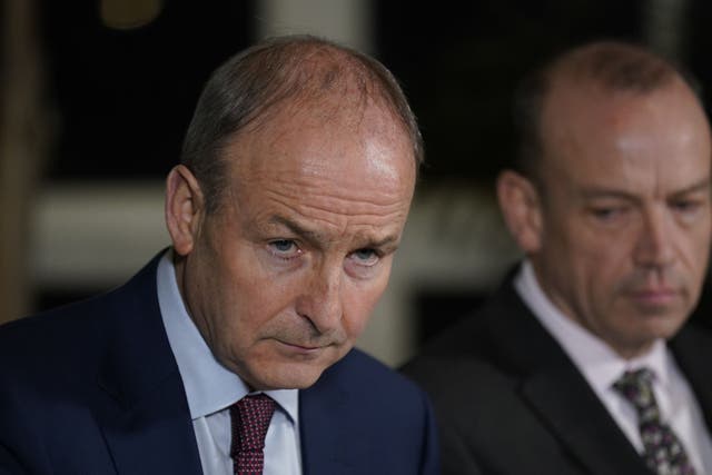 <p>Ireland’s deputy prime minister Micheal Martin (left) and Northern Ireland secretary Chris Heaton-Harris at Farmleigh House, Dublin, during the British-Irish Intergovernmental Conference earlier this year </p>