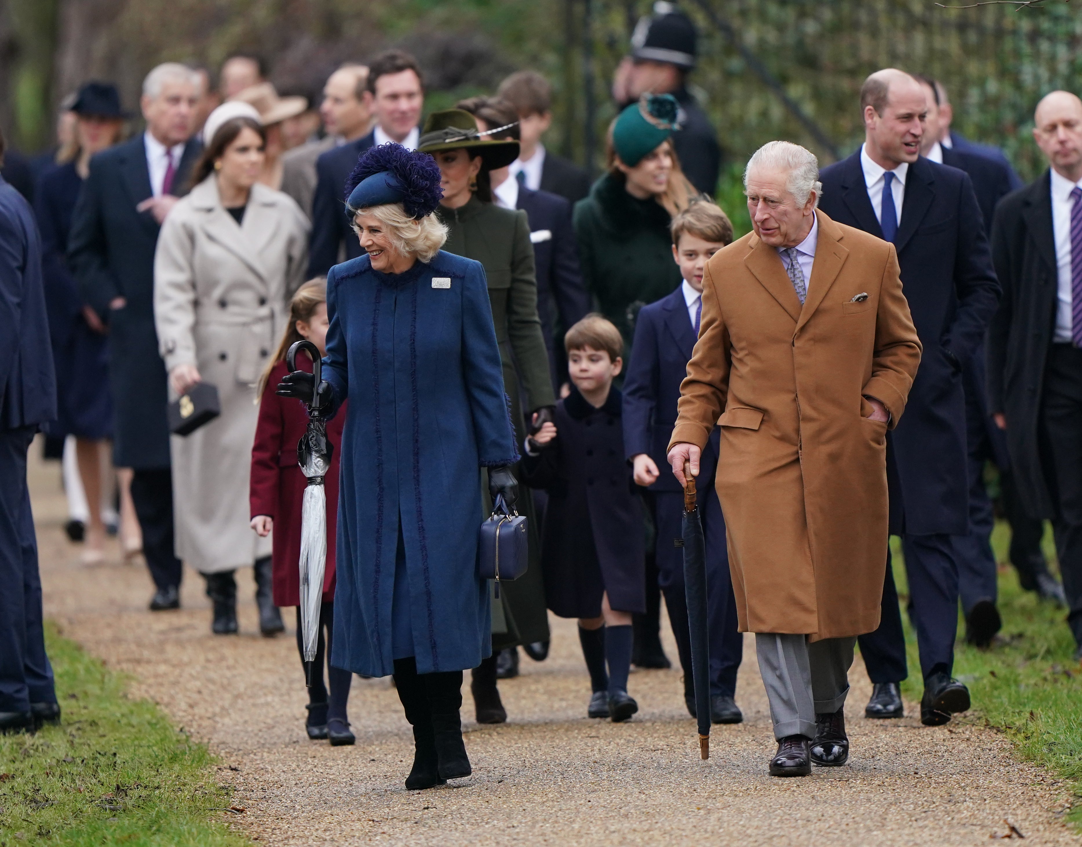 The royal family arriving at the Church of St Mary Magdalene in Sandringham last Christmas