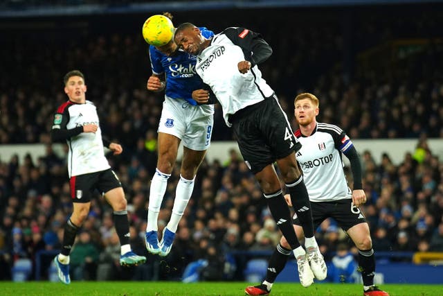 <p>Tosin Adarabioyo, centre, was the hero for Fulham (Peter Byrne/PA)</p>