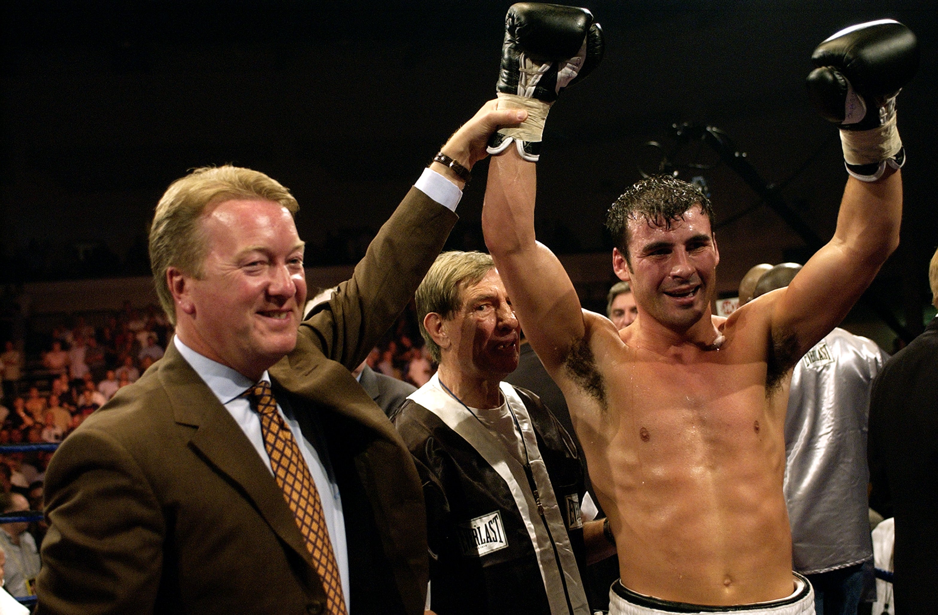 Warren with Welsh boxing icon Joe Calzaghe in 2003