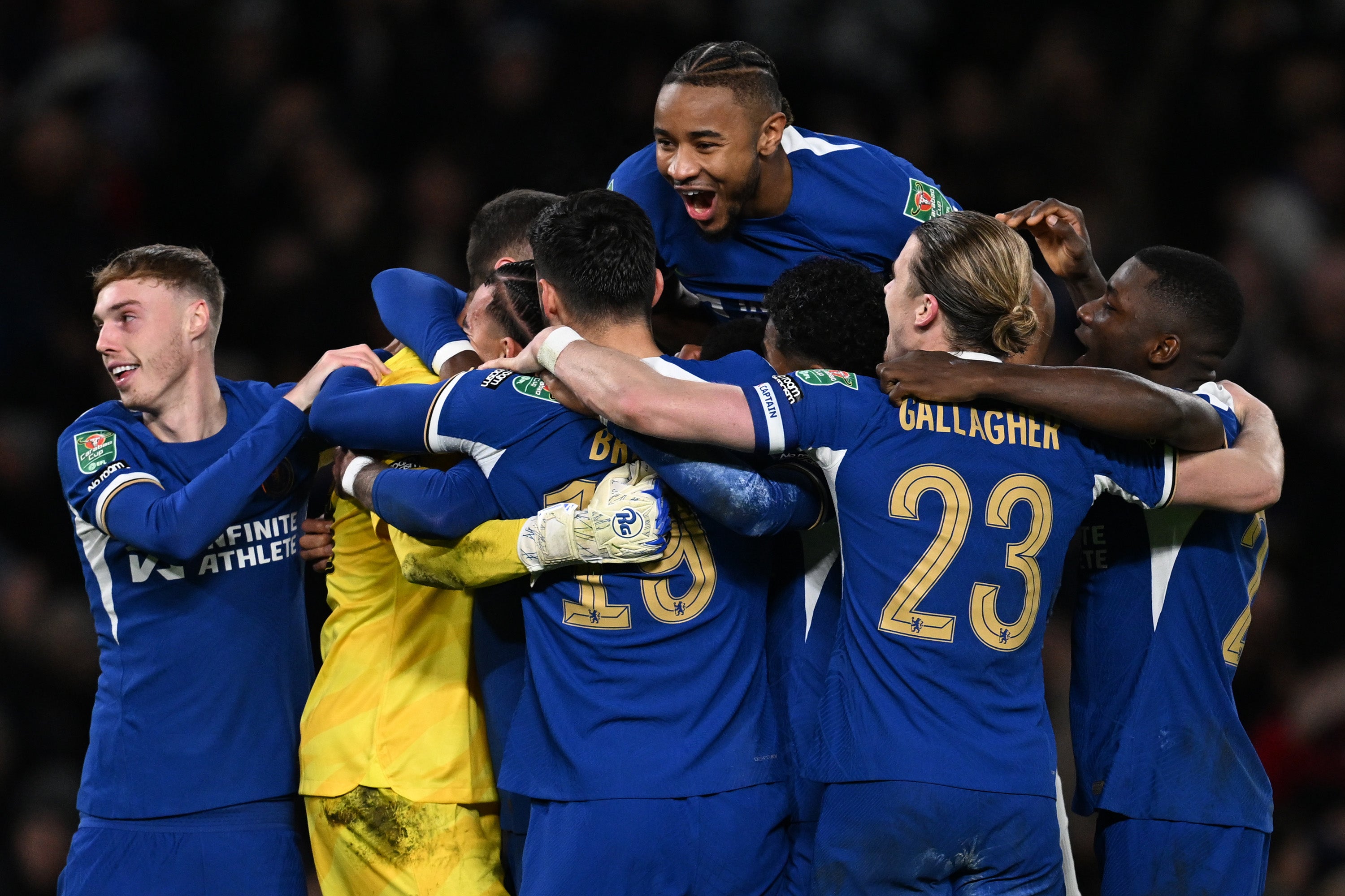 Chelsea celebrate a remarkable win