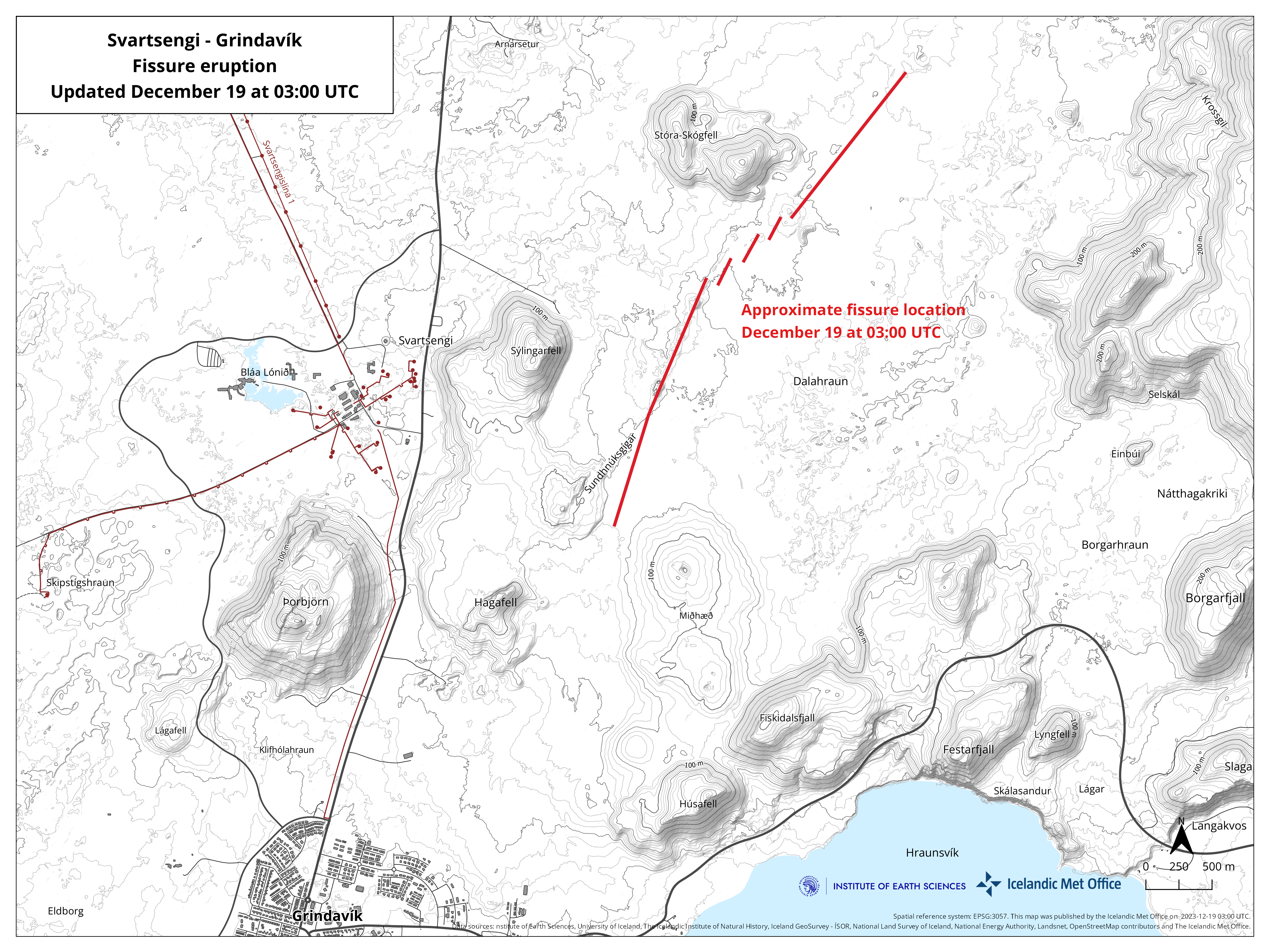 Iceland volcano fissure line